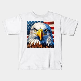 USA Bald Eagle And Flag Design Kids T-Shirt